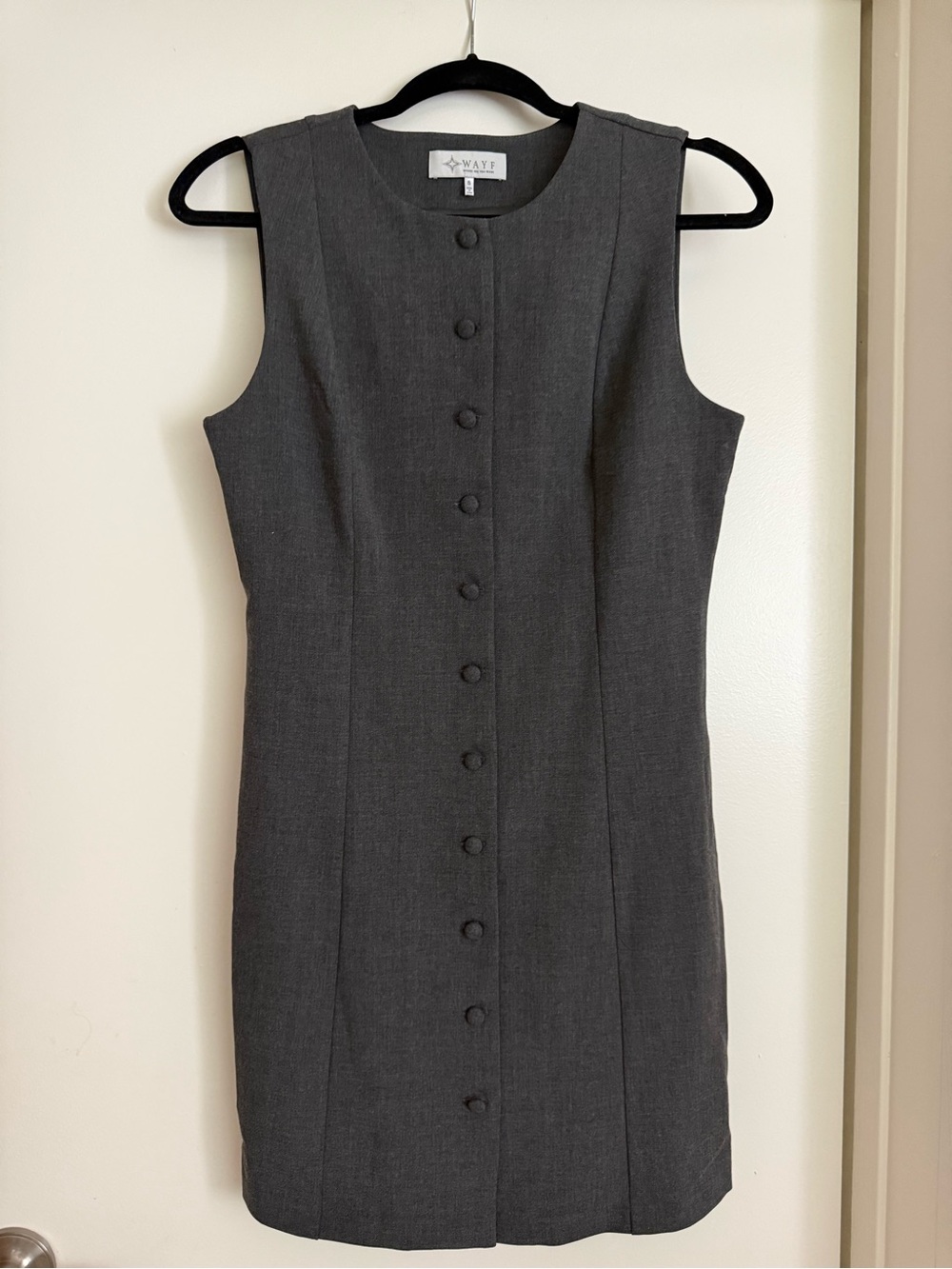 NWOT WAYF Gray Sleeveless Button Front Sheath Dress Size S